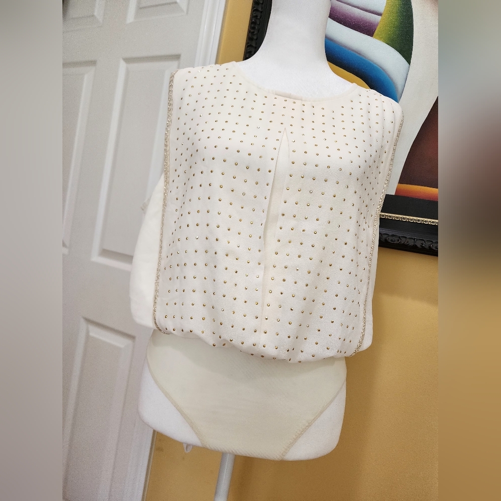 Elegant Cream Sleeveless Top